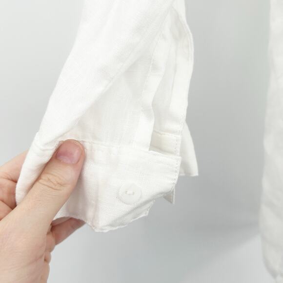 By the Sea Womens Beachy Coastal Lagenlook 100% Linen Long Sleeve Blouse Size L - Picture 4 of 6